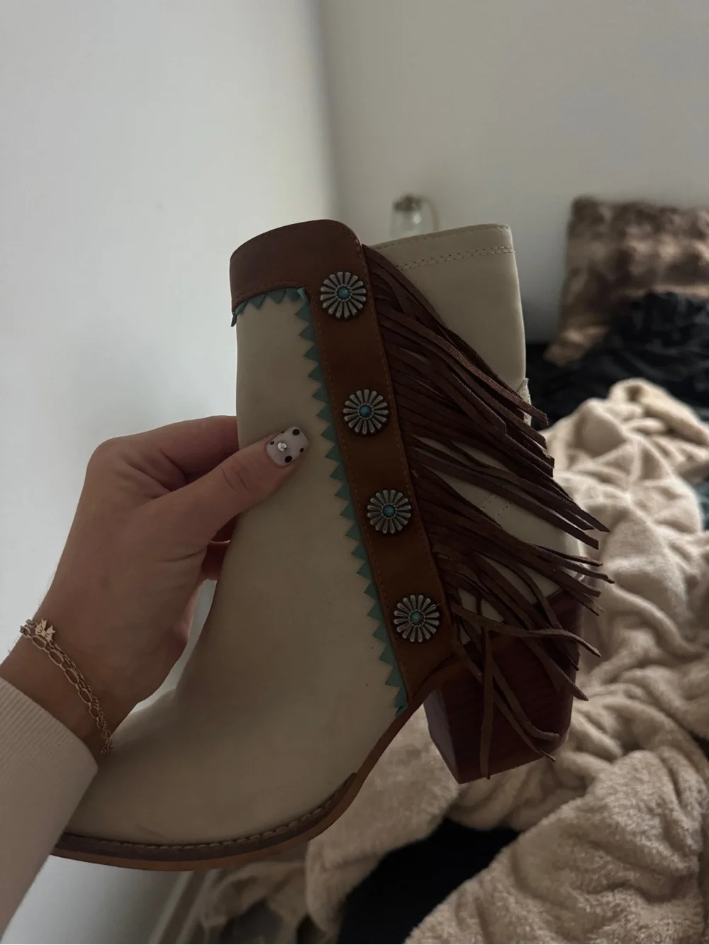 ankle cowgirl boots with fringe turquoise so cute